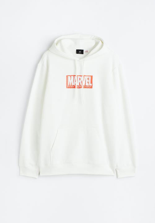 H&M - Printed hoodie - white & marvel