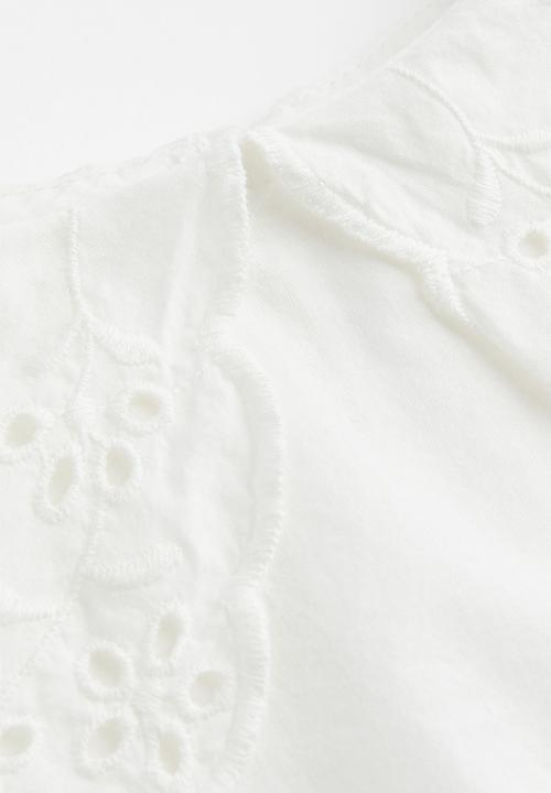 H&M - Broderie-detail collared blouse - white
