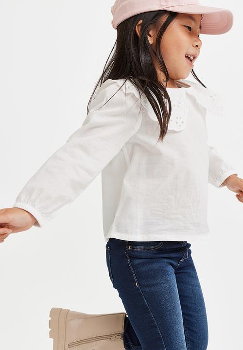 H&M - Broderie-detail collared blouse - white