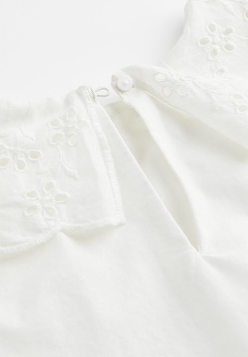 H&M - Broderie-detail collared blouse - white
