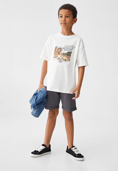 MANGO - T-shirt letters - off white