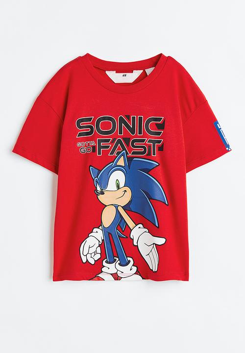 H&M - Print-motif T-shirt - red/sonic the hedgehog