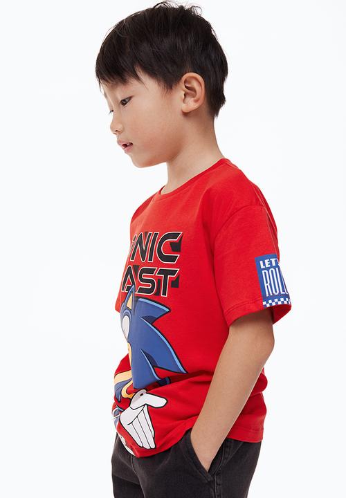H&M - Print-motif T-shirt - red/sonic the hedgehog