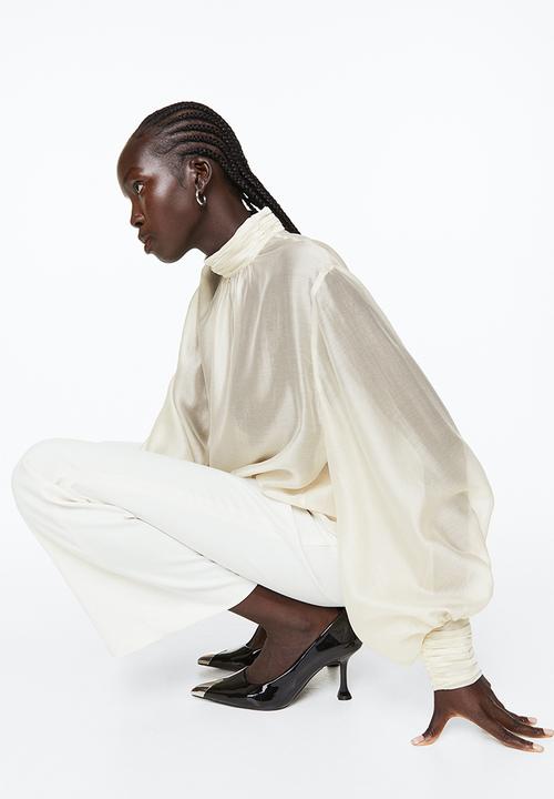 H&M - Voluminous blouse - light beige