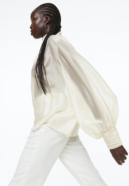 H&M - Voluminous blouse - light beige