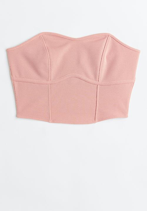 H&M - Cropped bandeau top - light pink