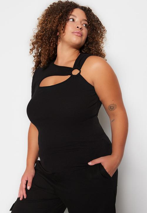 Trendyol - Plus assyetrical top - black