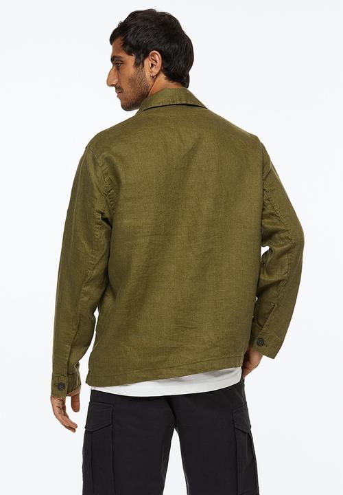 H&M - Linen shacket - khaki green 