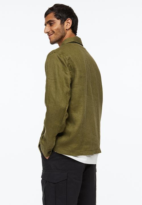 H&M - Linen shacket - khaki green 