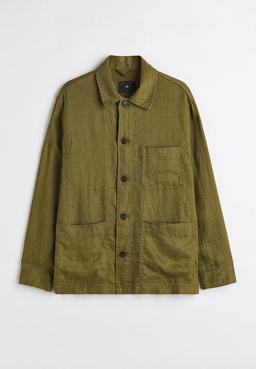 H&M - Linen shacket - khaki green 