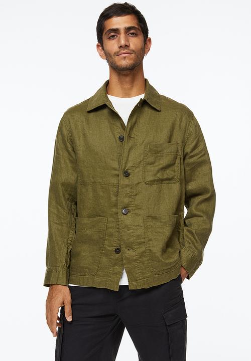 H&M - Linen shacket - khaki green 
