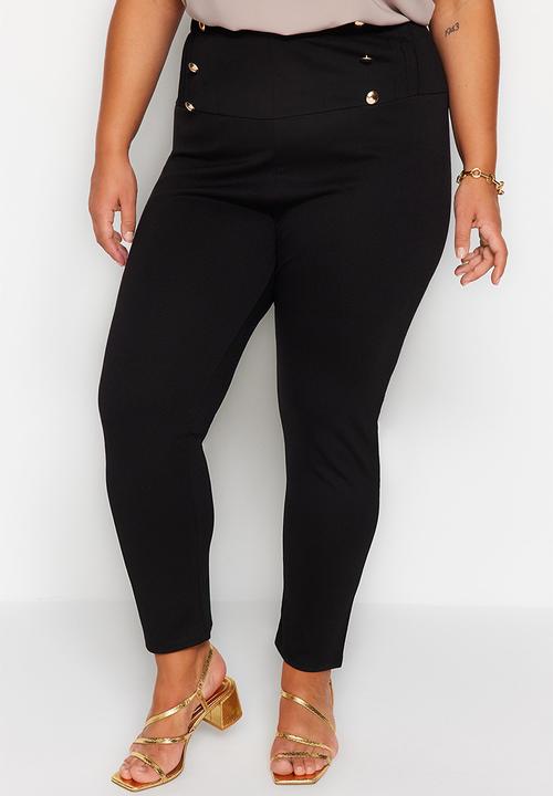 Trendyol - Plus button detail leggings - black