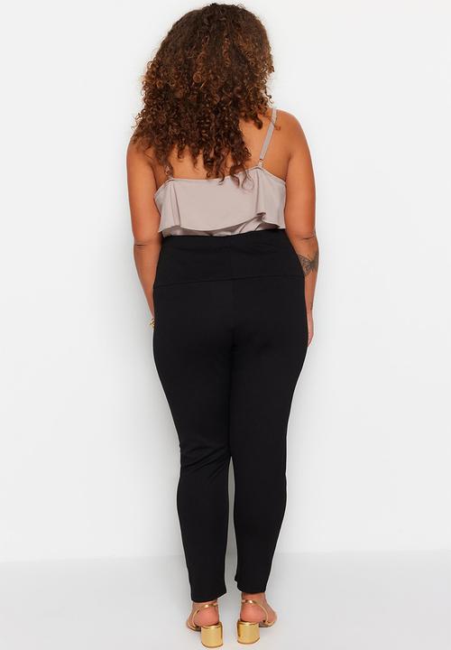Trendyol - Plus button detail leggings - black