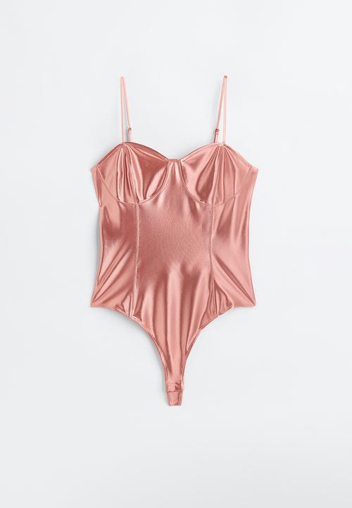 H&M - Shimmering thong body - pink