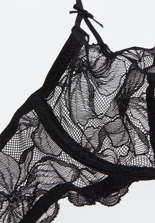H&M - Non-padded underwired lace bra - black