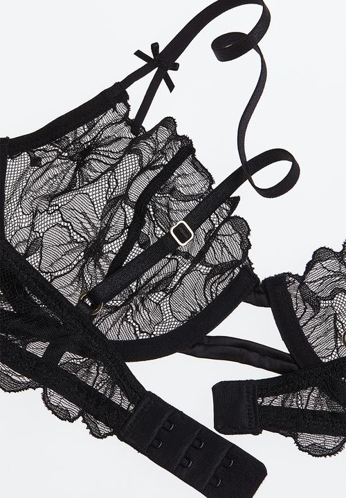 H&M - Non-padded underwired lace bra - black