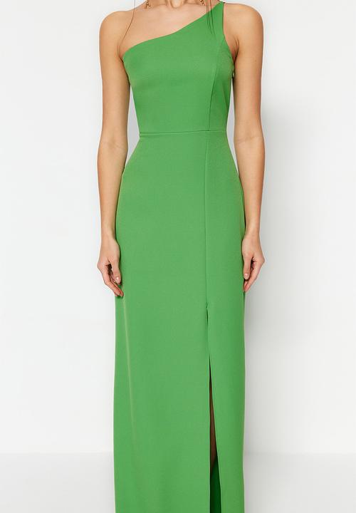 Trendyol - One shoulder dress with slit detail - green