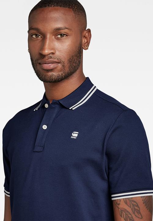 G-STAR - Dunda slim stripe polo short sleeve premium stretch pk o - sartho blue