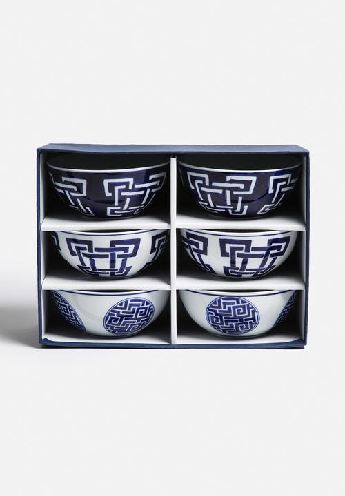 Love Home - 6 Geo Bowls - Cobalt Blue
