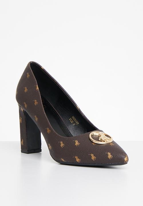POLO - Monogram block heel - brown