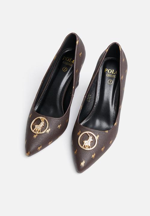 POLO - Monogram block heel - brown