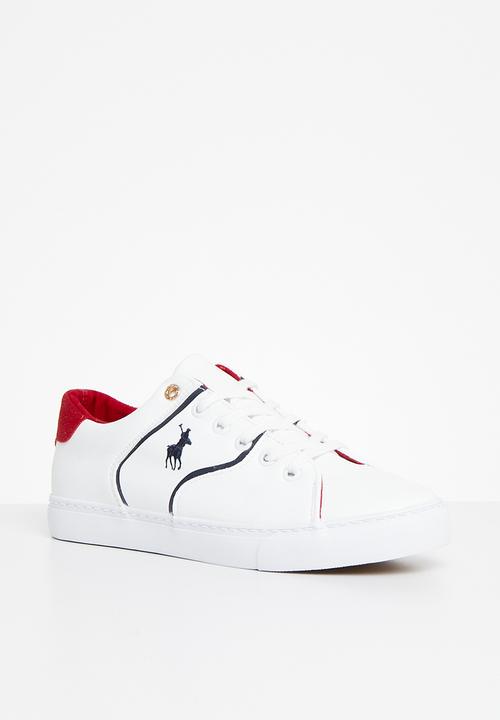 POLO - Tipped leather side flash sneaker - navy/red