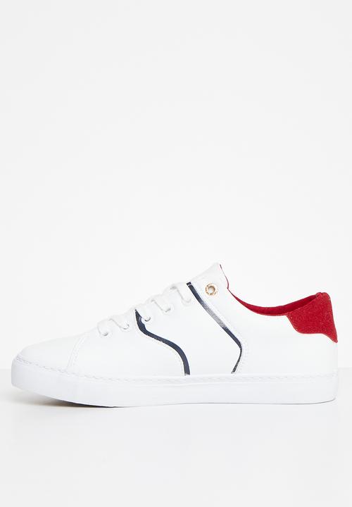 POLO - Tipped leather side flash sneaker - navy/red