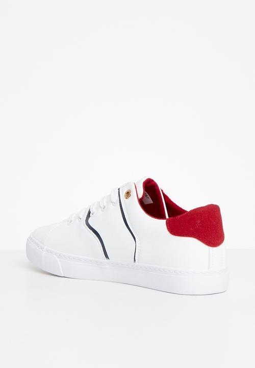 POLO - Tipped leather side flash sneaker - navy/red