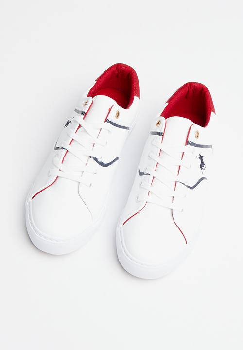 POLO - Tipped leather side flash sneaker - navy/red
