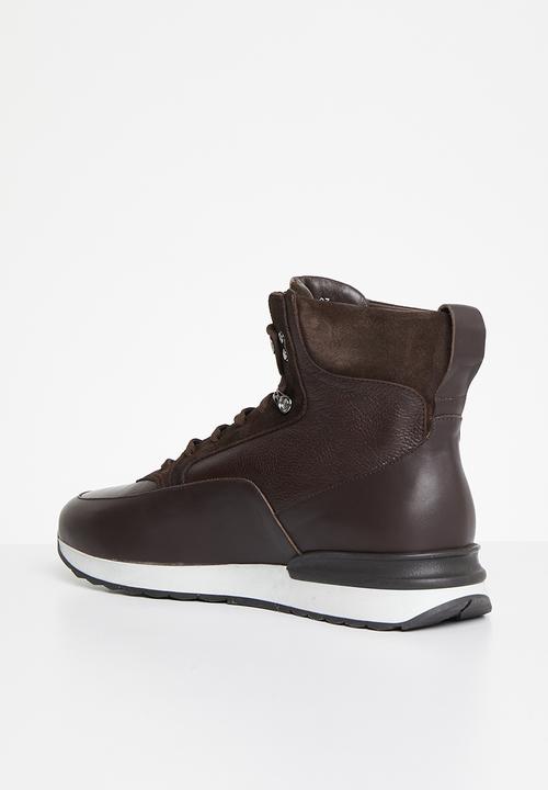 POLO - High top leather sneaker - brown