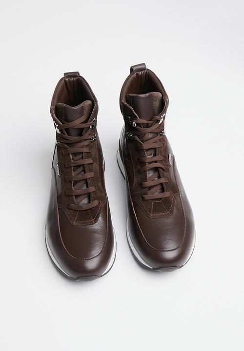 POLO - High top leather sneaker - brown