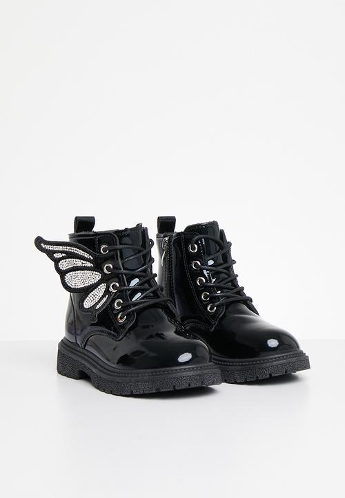 Pop Candy - Kids boot with wings - black