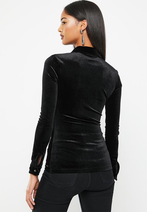 SISSY BOY - Vibing & thriving: long sleeve button up shirt - black