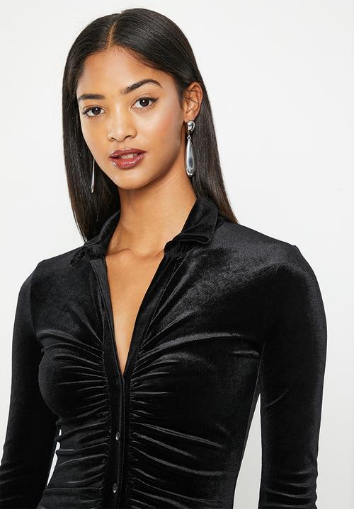 SISSY BOY - Vibing & thriving: long sleeve button up shirt - black