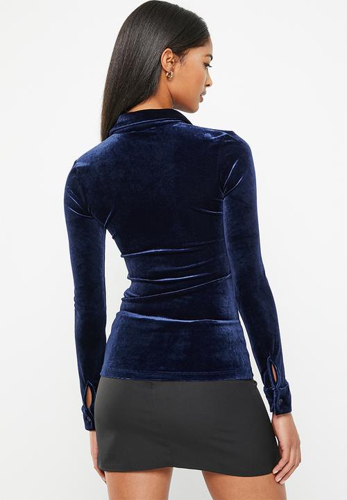SISSY BOY - Vibing & thriving: long sleeve button up shirt - midnight blue