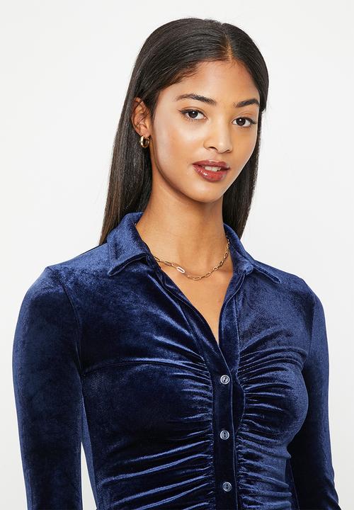 SISSY BOY - Vibing & thriving: long sleeve button up shirt - midnight blue