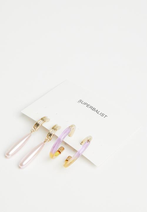 Superbalist - Vivian earring set - purple & yellow
