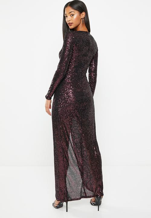 SISSY BOY - Believe in something open back maxi with slit - ultra violet/black