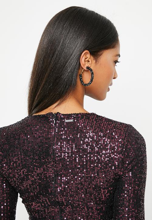 SISSY BOY - Believe in something open back maxi with slit - ultra violet/black