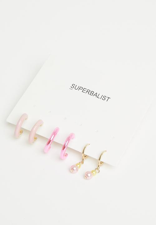 Superbalist - Raquel earring pack - gold & pink 