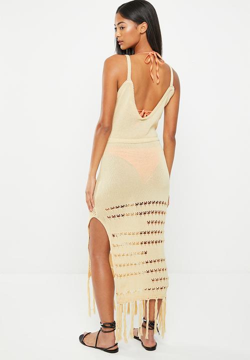 dailyfriday - Crochet maxi dress cover up - tan