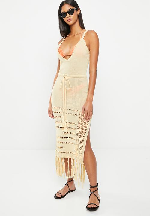 dailyfriday - Crochet maxi dress cover up - tan
