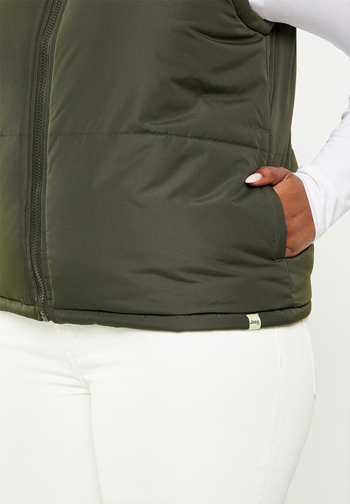 JEEP - Plus sleeveless reversible puffer - olive