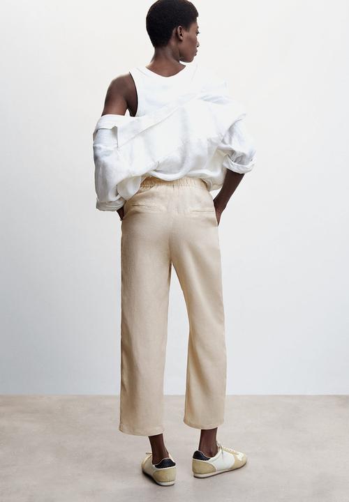 MANGO - Trousers linen - light beige