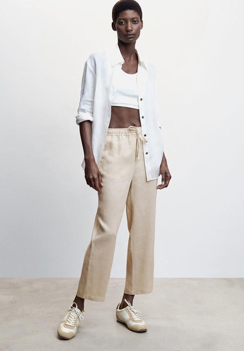 MANGO - Trousers linen - light beige