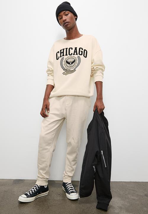 STYLE REPUBLIC - Flocked crew sweat top - ecru