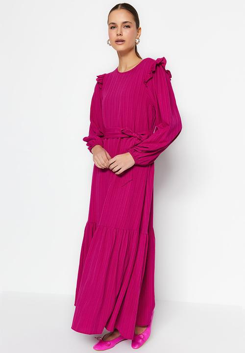 Trendyol - Modest frill detail dress - fucshia