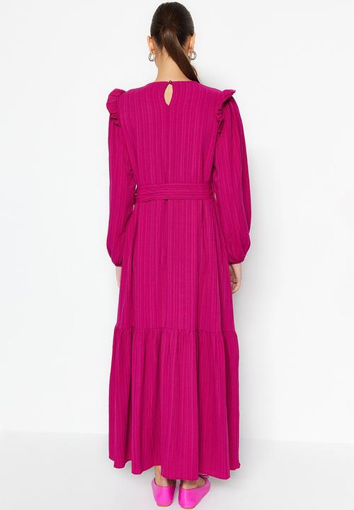 Trendyol - Modest frill detail dress - fucshia
