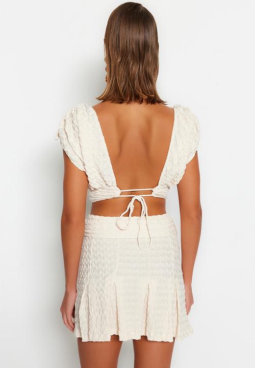 Trendyol - Turtle shell belt detail skirt - ecru