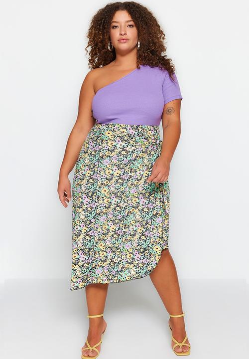Trendyol - Plus wrap side tie skirt - multi